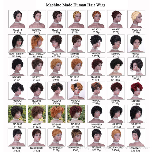 Short Human Hair Wig new Pixie Cut full machine wig For Black Women human hair Pixie curly wig